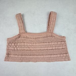 Aerie Pink Crochet Textured Crop Top